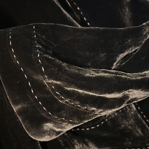 Elie Tahari Dark Brown Silk Velvet Blazer Jacket Embroidered  Size Medium M - Picture 3 of 5